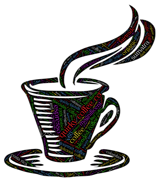 Coffee cup word art colour